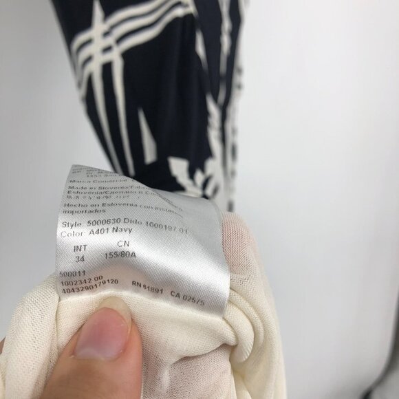 Escada Dido black & white print sleeveless Twisted faux wrap midi dress 34 (SP) - Picture 10 of 15